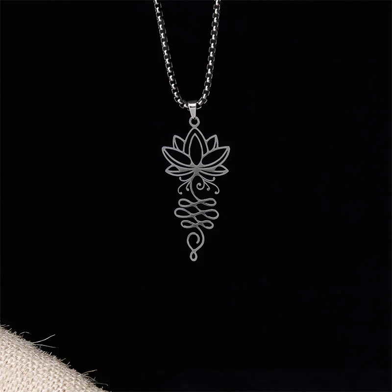 Collana con ciondolo dell'illuminazione in acciaio inossidabile con Buddha Stones viticci di loto, simbolo dei chakra - Image 11