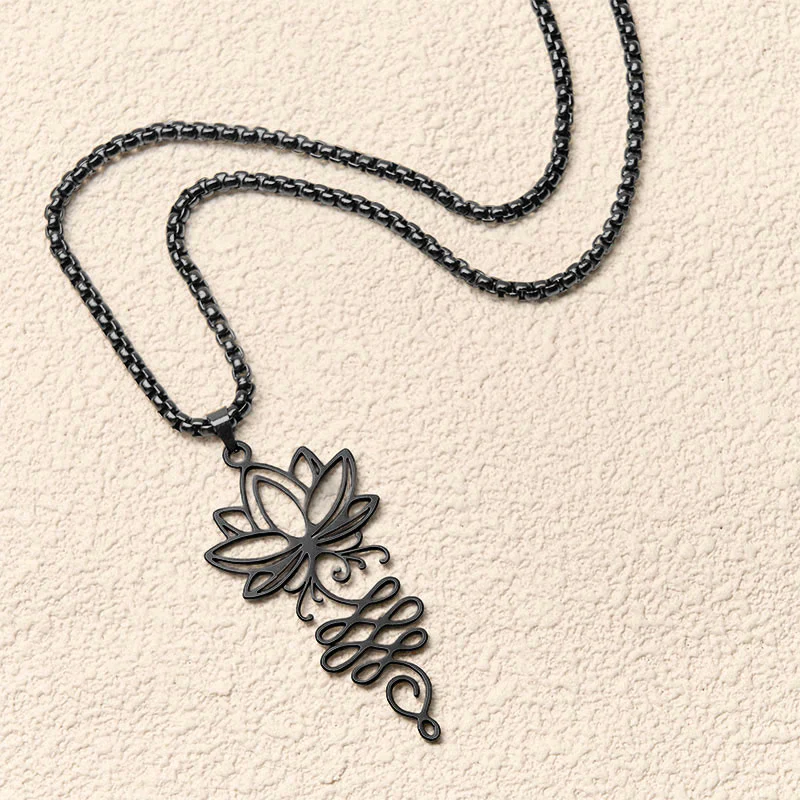 Collana con ciondolo dell'illuminazione in acciaio inossidabile con Buddha Stones viticci di loto, simbolo dei chakra - Image 13