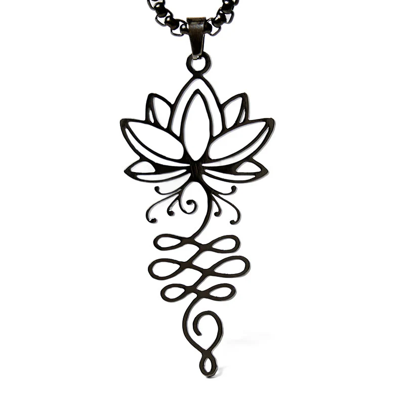 Collana con ciondolo dell'illuminazione in acciaio inossidabile con Buddha Stones viticci di loto, simbolo dei chakra - Image 15