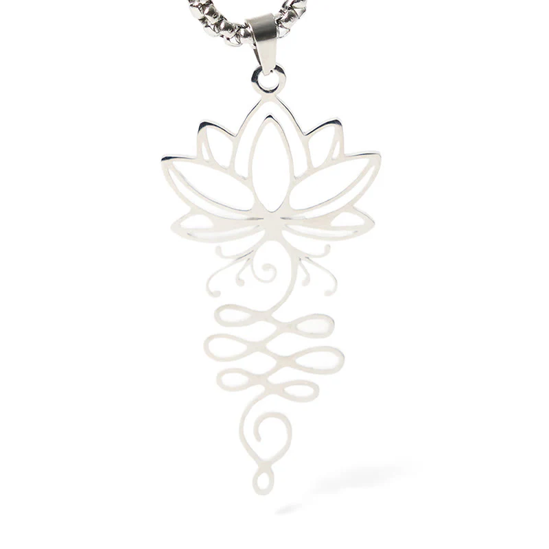 Collana con ciondolo dell'illuminazione in acciaio inossidabile con Buddha Stones viticci di loto, simbolo dei chakra - Image 6