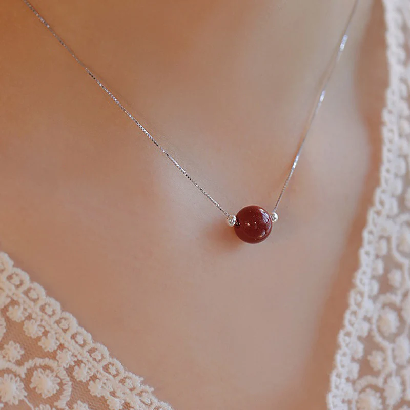 Collana con ciondolo di benedizione calma in argento sterling 925 con perline di cinabro Buddha Stones - Image 6
