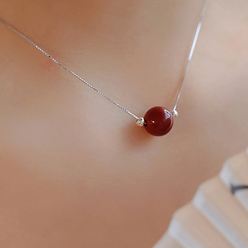 Collana con ciondolo di benedizione calma in argento sterling 925 con perline di cinabro Buddha Stones - Image 7