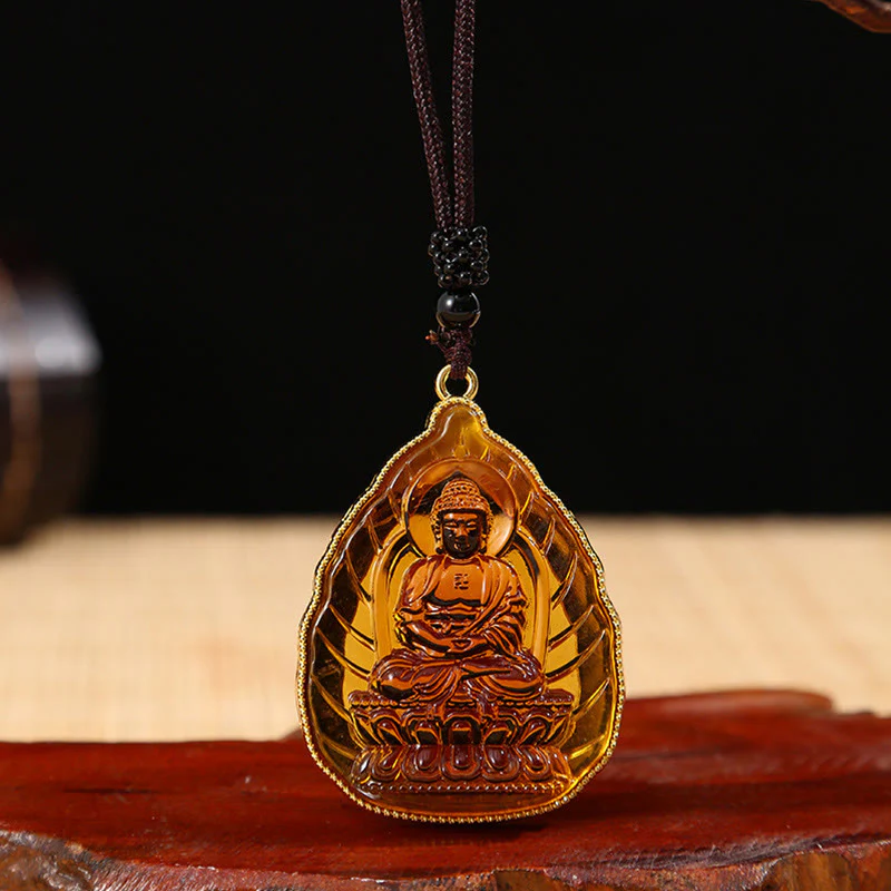 Collana con ciondolo di cristallo Liuli Buddha tibetano e serenità - Image 5