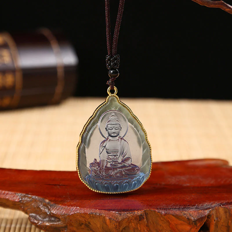 Collana con ciondolo di cristallo Liuli Buddha tibetano e serenità - Image 9