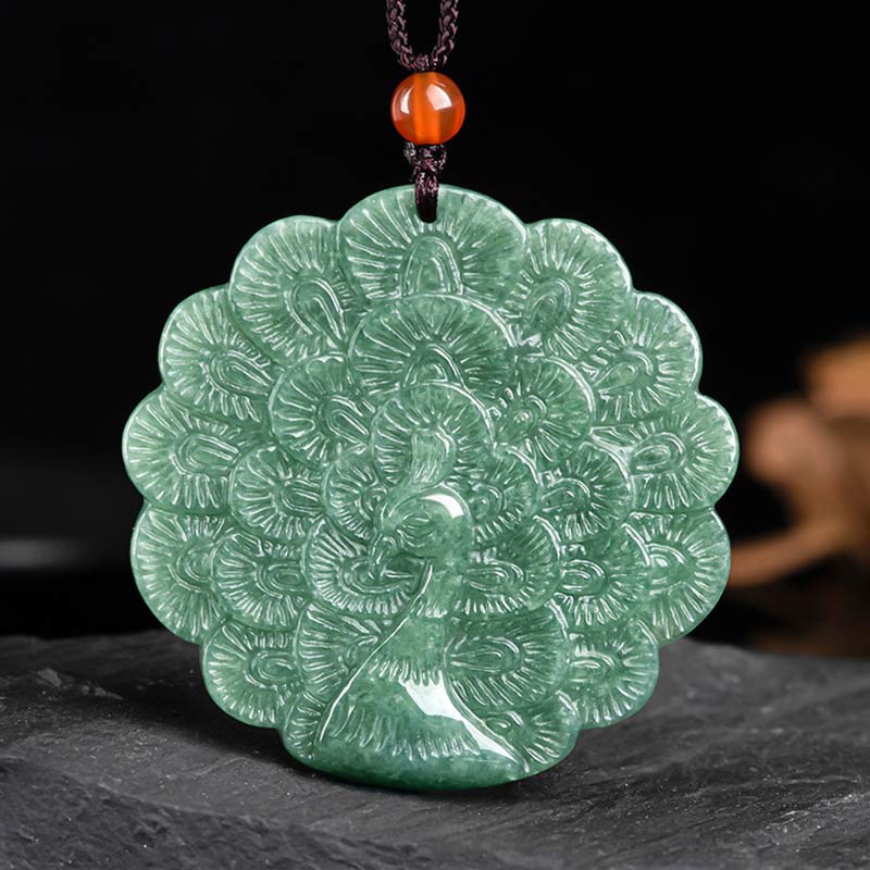 Collana con ciondolo di pavone in giada naturale e fortuna e prosperità - Image 8