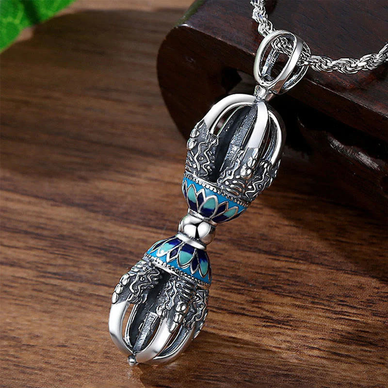 Collana con ciondolo di potere spirituale Vajra Dorje in rame tibetano Buddha Stones - Image 2