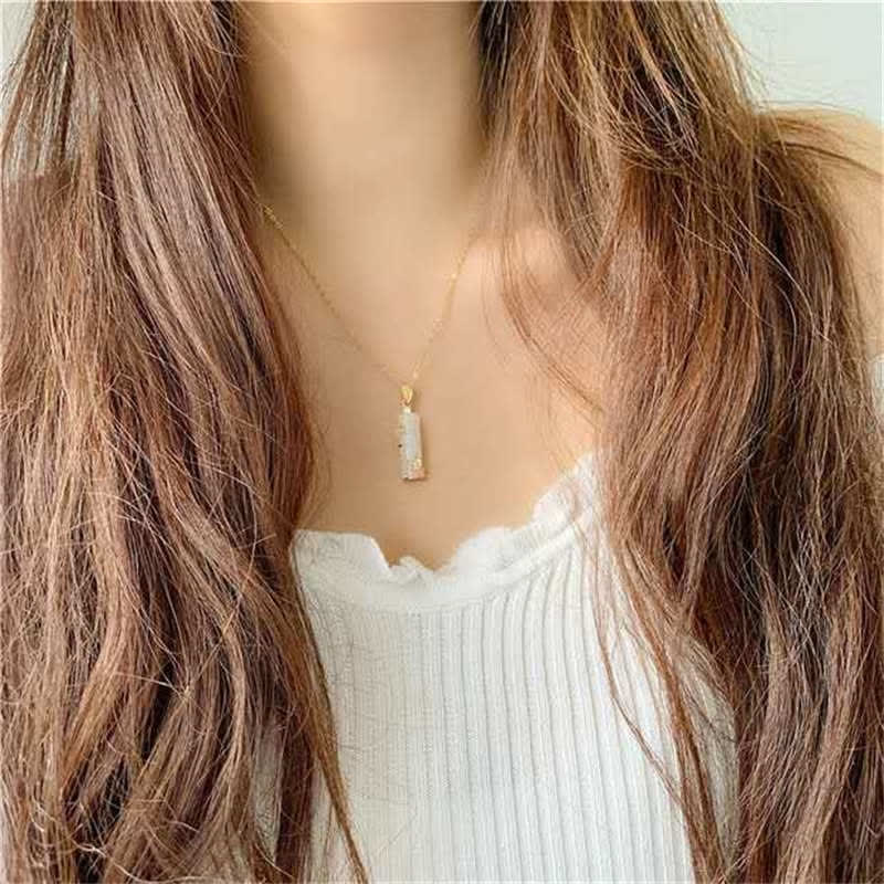 Collana con ciondolo di protezione dalla fortuna in bambù, giada bianca e giada ciano Buddha Stones - Image 12