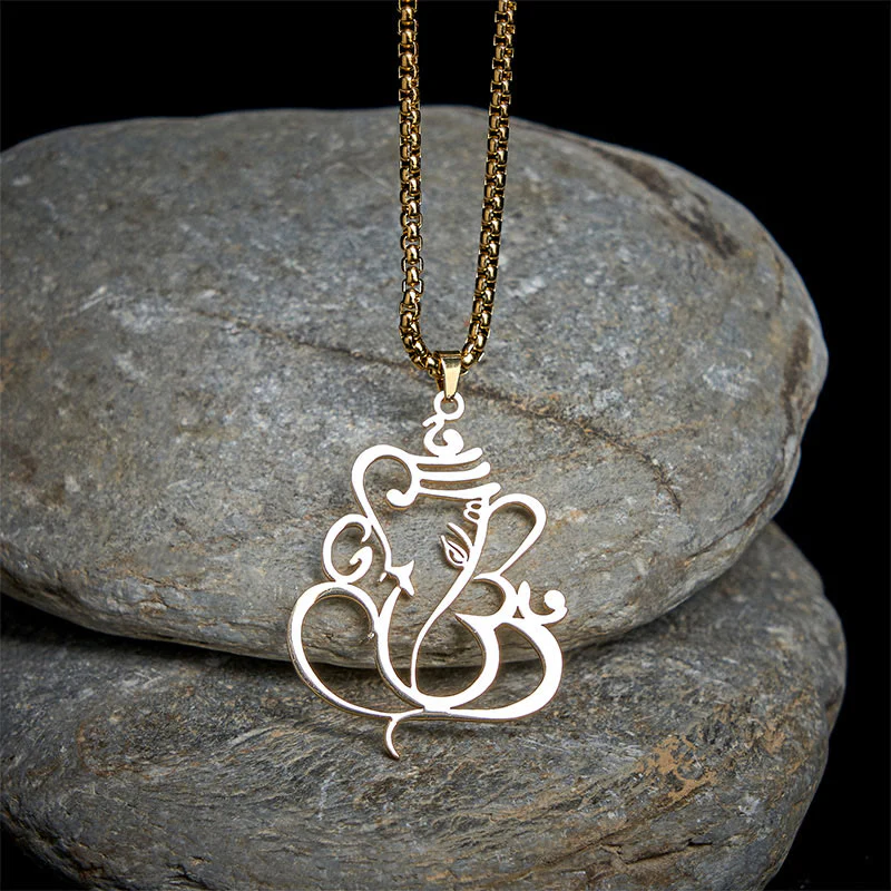 Collana con ciondolo di protezione in acciaio inossidabile Buddha Stones e elefante Ganesh - Image 2