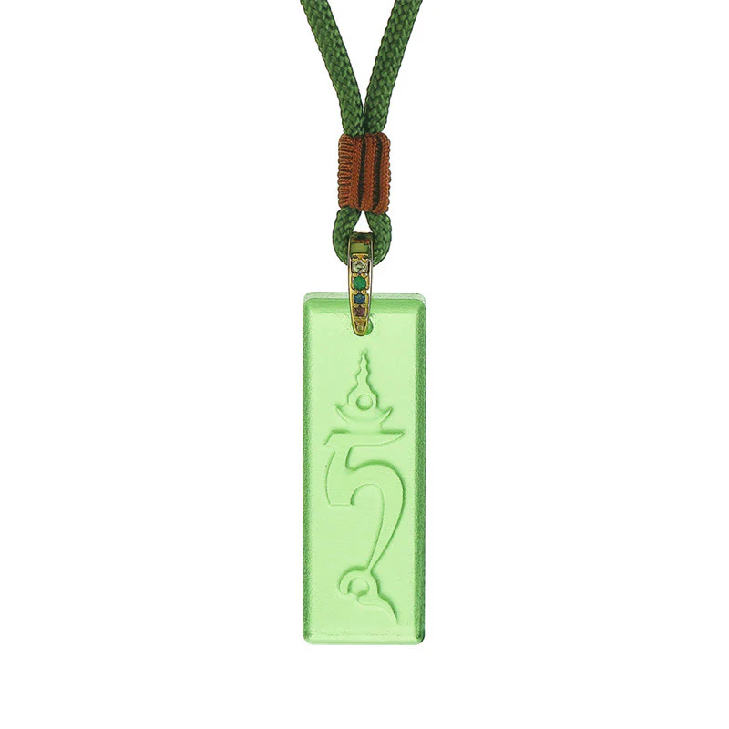 Collana con ciondolo di protezione in cristallo Liuli, modello sanscrito, Buddha della medicina , Buddha Stones Buddha tibetane di Tara verde. - Image 2