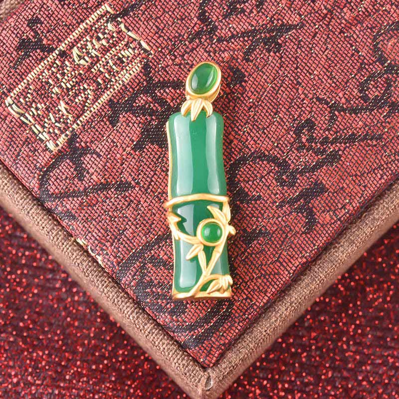 Collana con ciondolo di protezione in giada bianca e giada ciano con Buddha Stones e bambù - Image 10