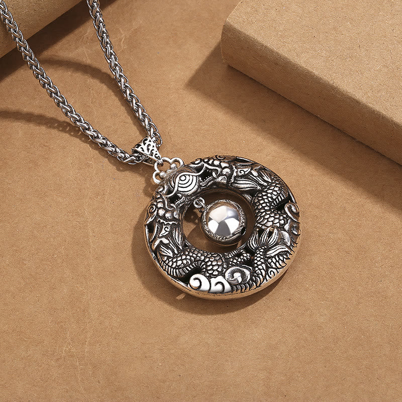 Collana con ciondolo di protezione in rame con perline da gioco a forma di drago doppio Buddha Stones - Image 3