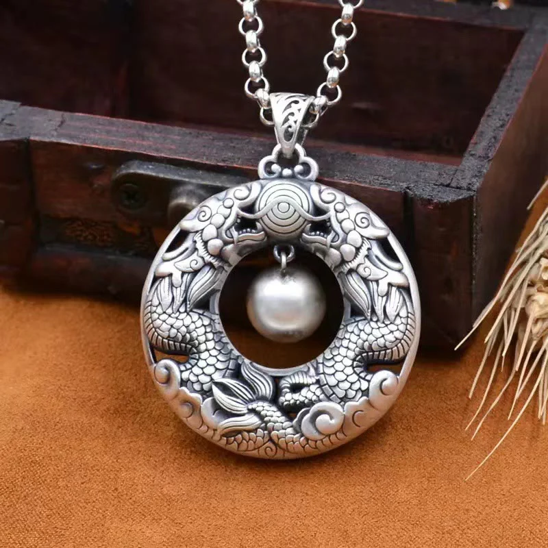 Collana con ciondolo di protezione in rame con perline da gioco a forma di drago doppio Buddha Stones - Image 4