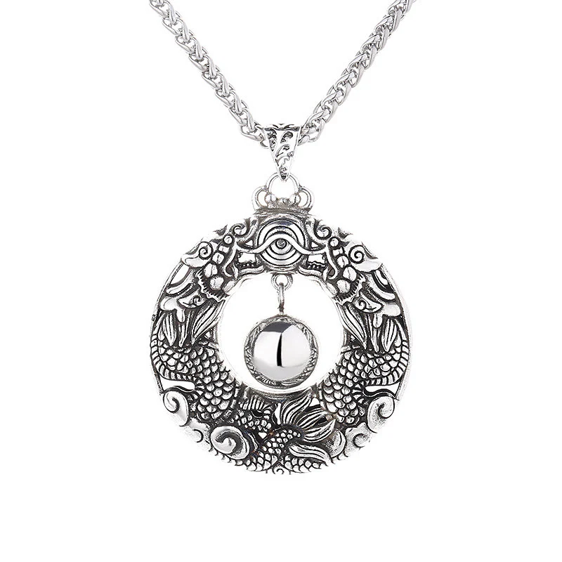Collana con ciondolo di protezione in rame con perline da gioco a forma di drago doppio Buddha Stones - Image 5