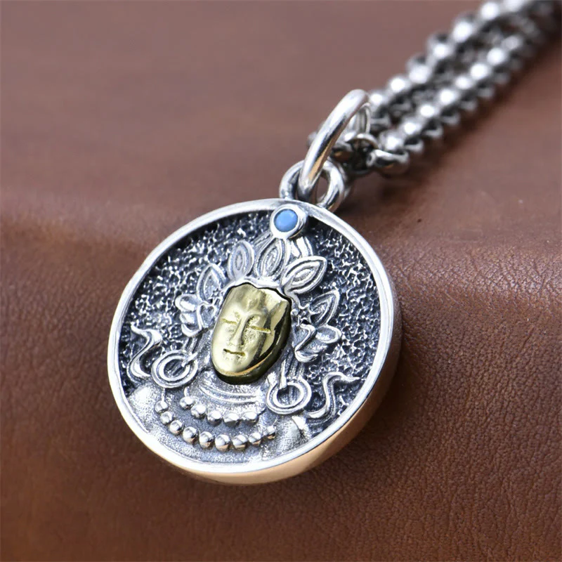 Collana con ciondolo di protezione Vajra con doppio Dorje Tara verde in argento sterling 925 Buddha Stones - Image 3