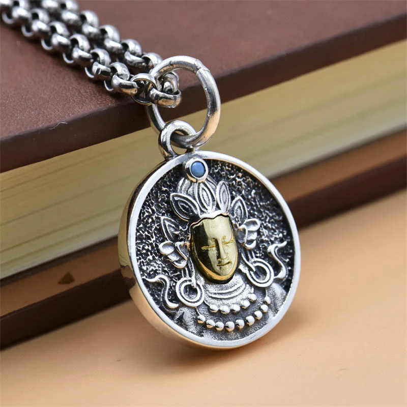 Collana con ciondolo di protezione Vajra con doppio Dorje Tara verde in argento sterling 925 Buddha Stones - Image 5