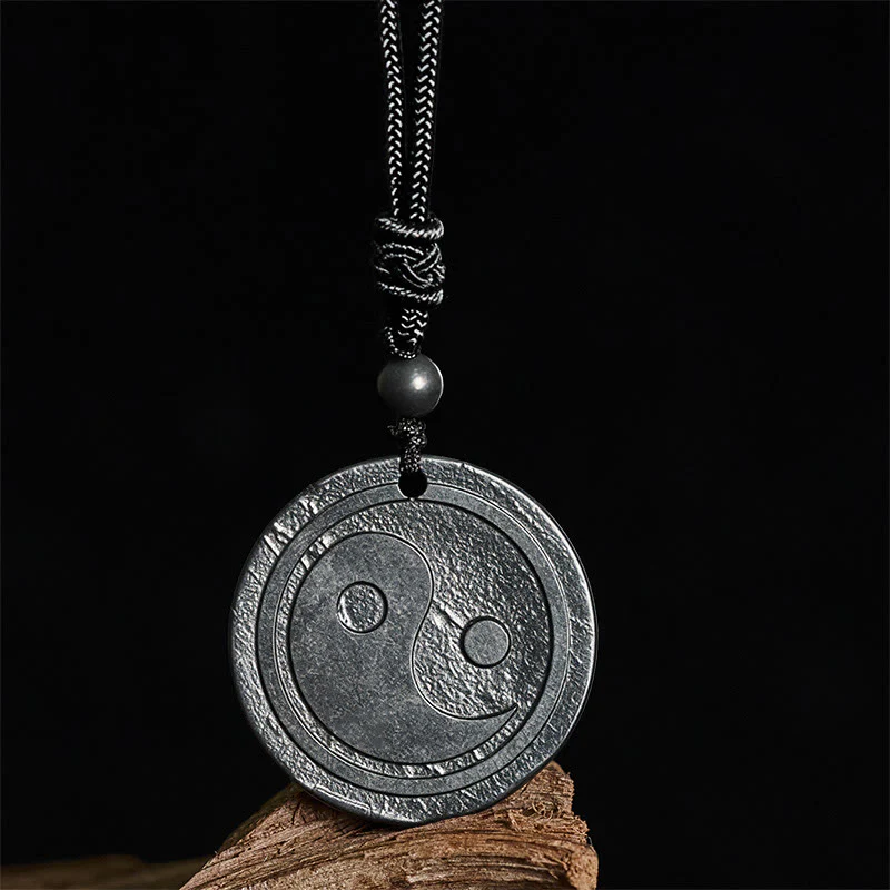 Collana con ciondolo di protezione Yin Yang in pietra di shungite naturale autentica Buddha Stones