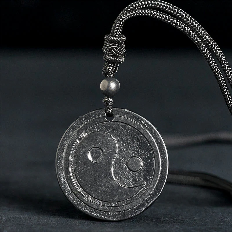 Collana con ciondolo di protezione Yin Yang in pietra di shungite naturale autentica Buddha Stones - Image 3