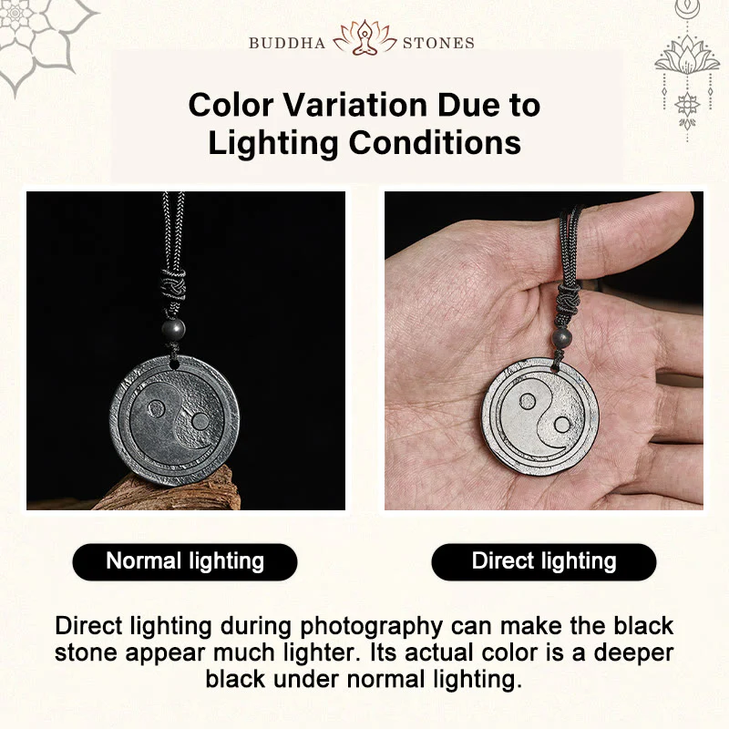 Collana con ciondolo di protezione Yin Yang in pietra di shungite naturale autentica Buddha Stones - Image 5
