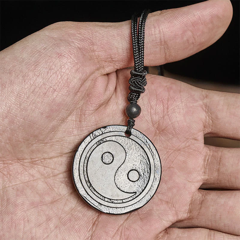 Collana con ciondolo di protezione Yin Yang in pietra di shungite naturale autentica Buddha Stones - Image 8