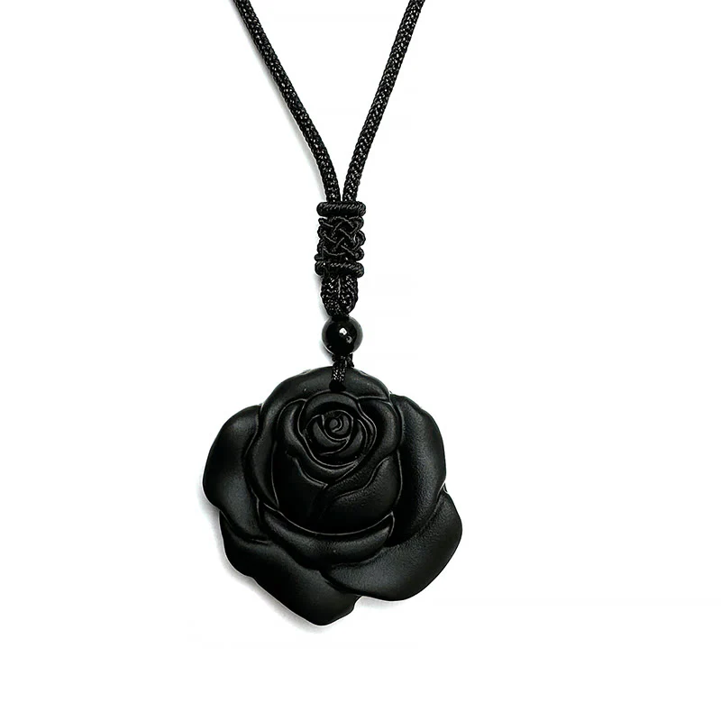 Collana con ciondolo di purificazione di rosa nera con corda di ossidiana nera Buddha Stones - Image 18