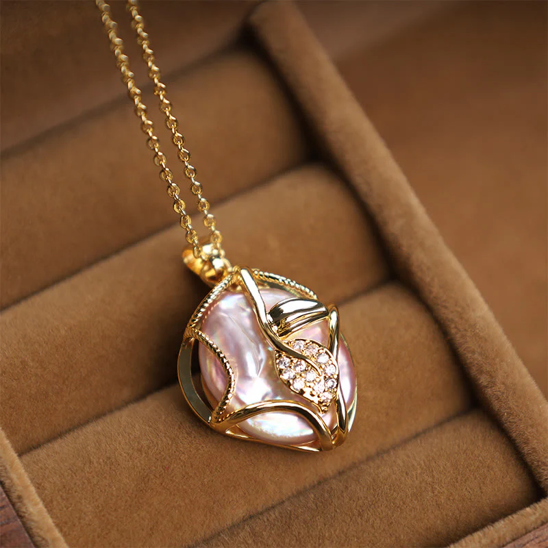 Collana con ciondolo di sincerità con perle barocche naturali in rame placcato oro 18 carati Buddha Stones