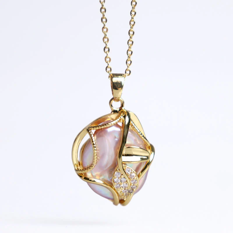 Collana con ciondolo di sincerità con perle barocche naturali in rame placcato oro 18 carati Buddha Stones - Image 6