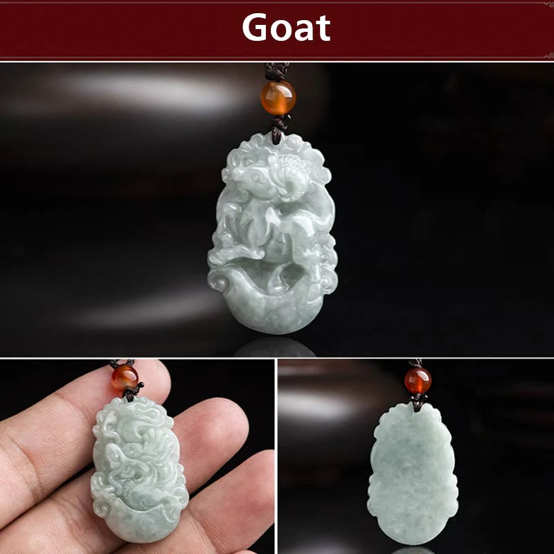 Collana con ciondolo di successo con 12 simboli dello zodiaco cinese in giada naturale Buddha Stones - Image 14