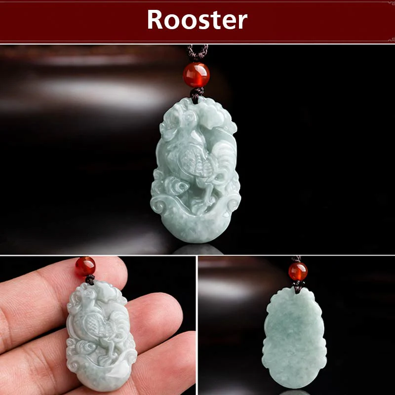 Collana con ciondolo di successo con 12 simboli dello zodiaco cinese in giada naturale Buddha Stones - Image 16