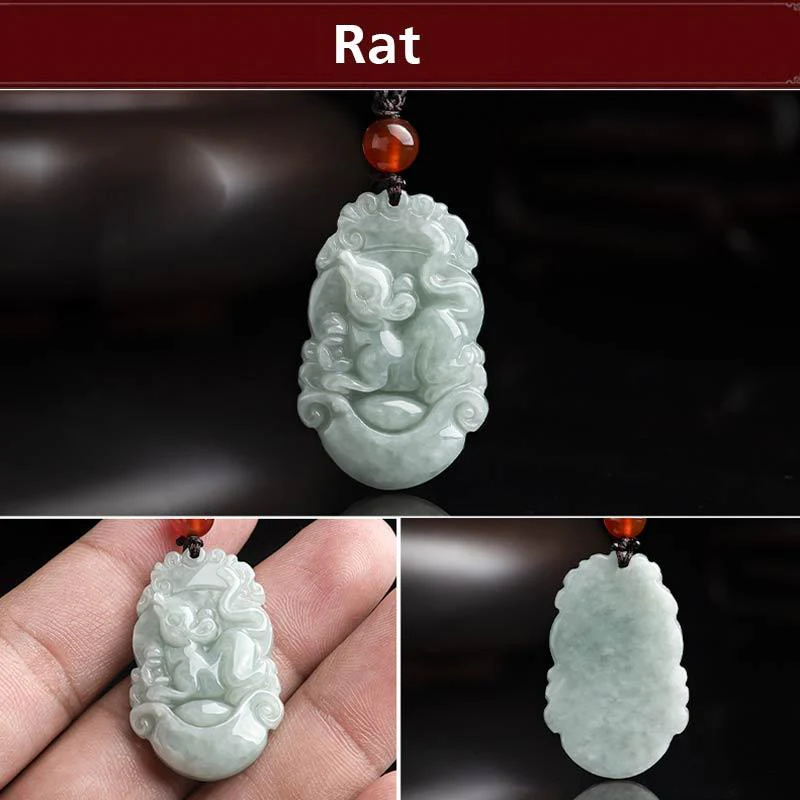 Collana con ciondolo di successo con 12 simboli dello zodiaco cinese in giada naturale Buddha Stones - Image 26