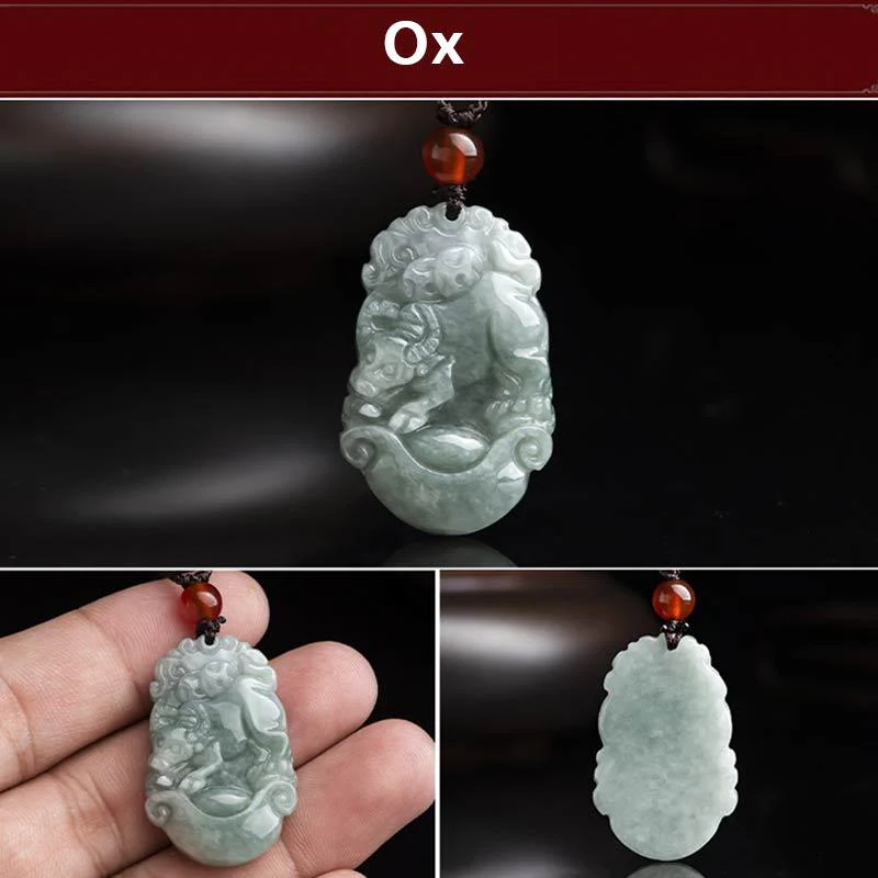 Collana con ciondolo di successo con 12 simboli dello zodiaco cinese in giada naturale Buddha Stones - Image 27