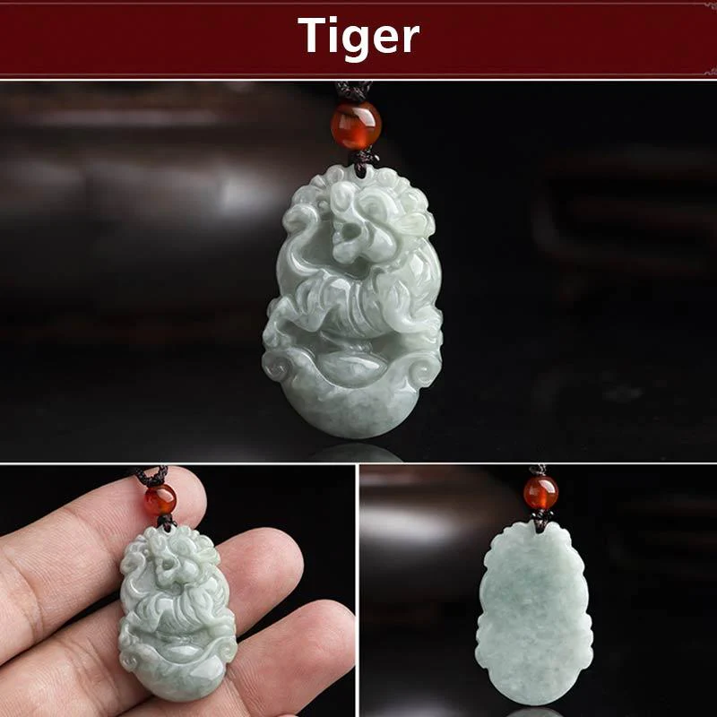 Collana con ciondolo di successo con 12 simboli dello zodiaco cinese in giada naturale Buddha Stones - Image 28
