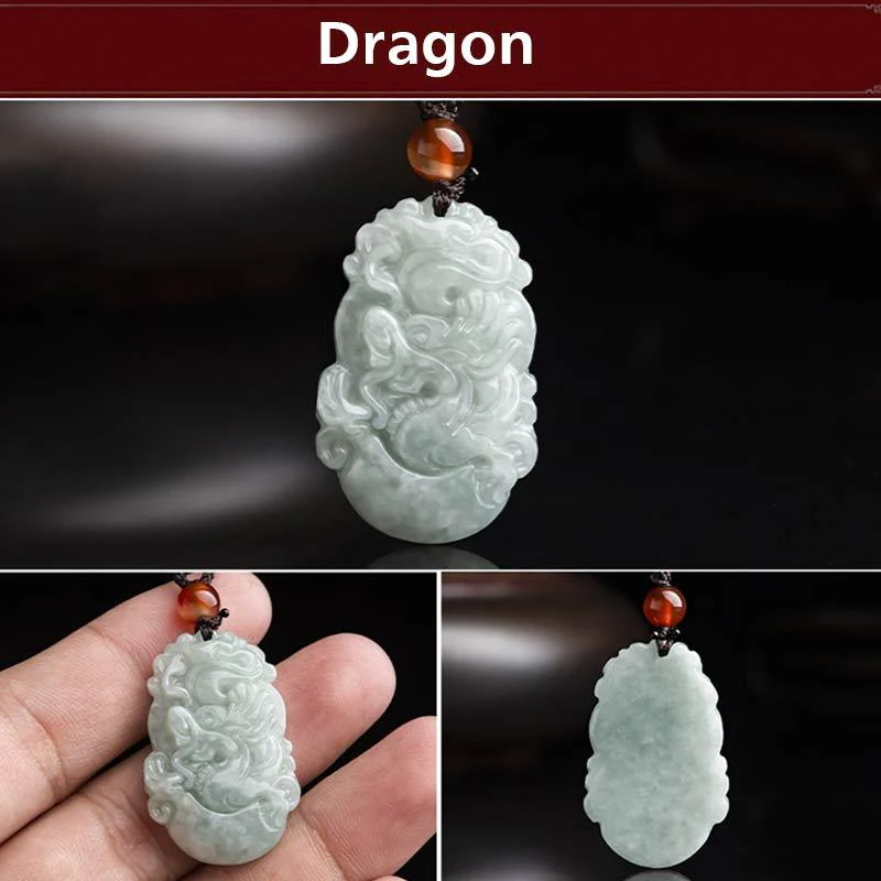 Collana con ciondolo di successo con 12 simboli dello zodiaco cinese in giada naturale Buddha Stones - Image 30