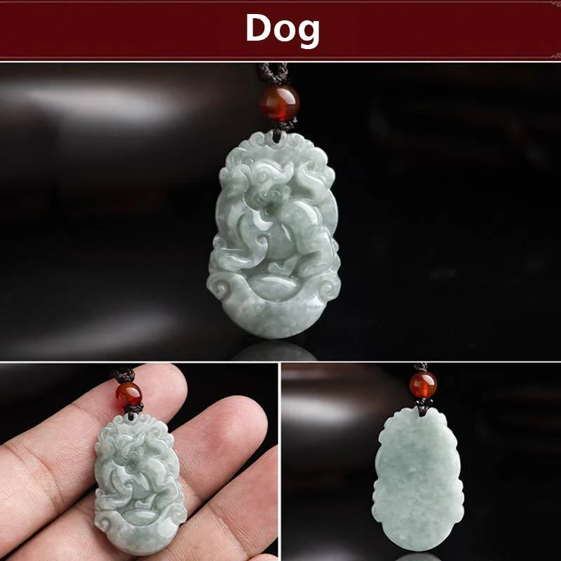 Collana con ciondolo di successo con 12 simboli dello zodiaco cinese in giada naturale Buddha Stones - Image 36