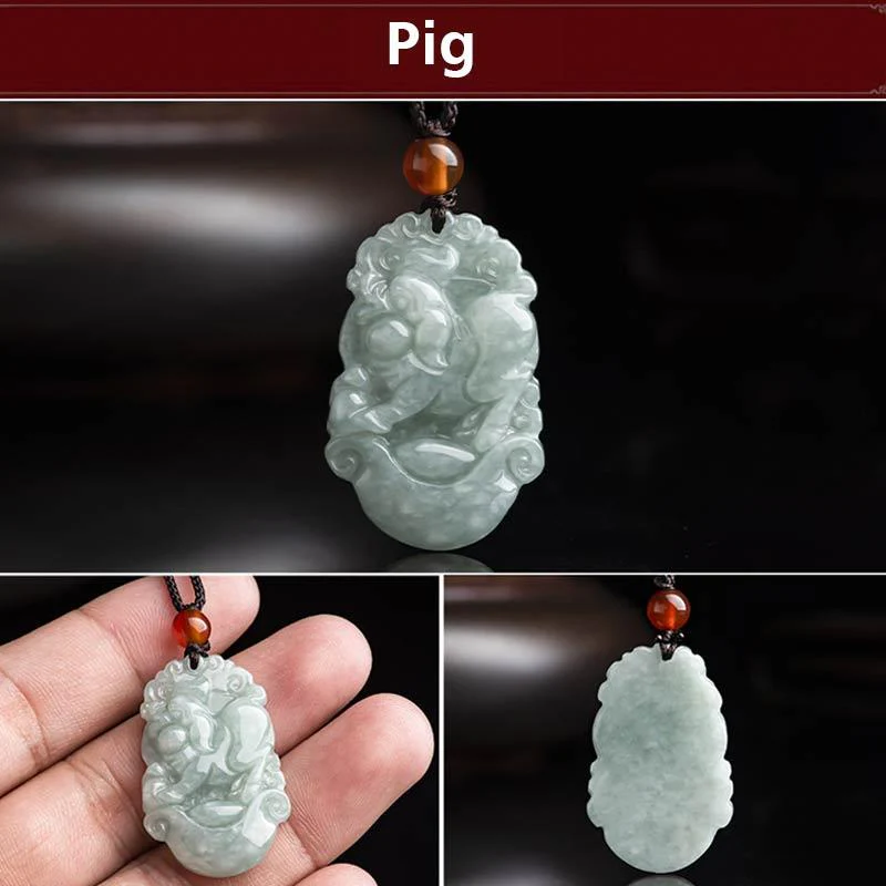Collana con ciondolo di successo con 12 simboli dello zodiaco cinese in giada naturale Buddha Stones - Image 37