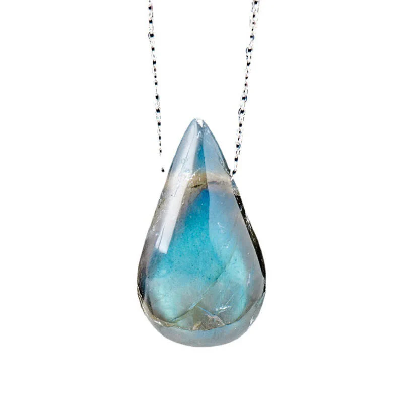 Collana con ciondolo di supporto e guarigione con goccia d'acqua in labradorite Buddha Stones - Image 10