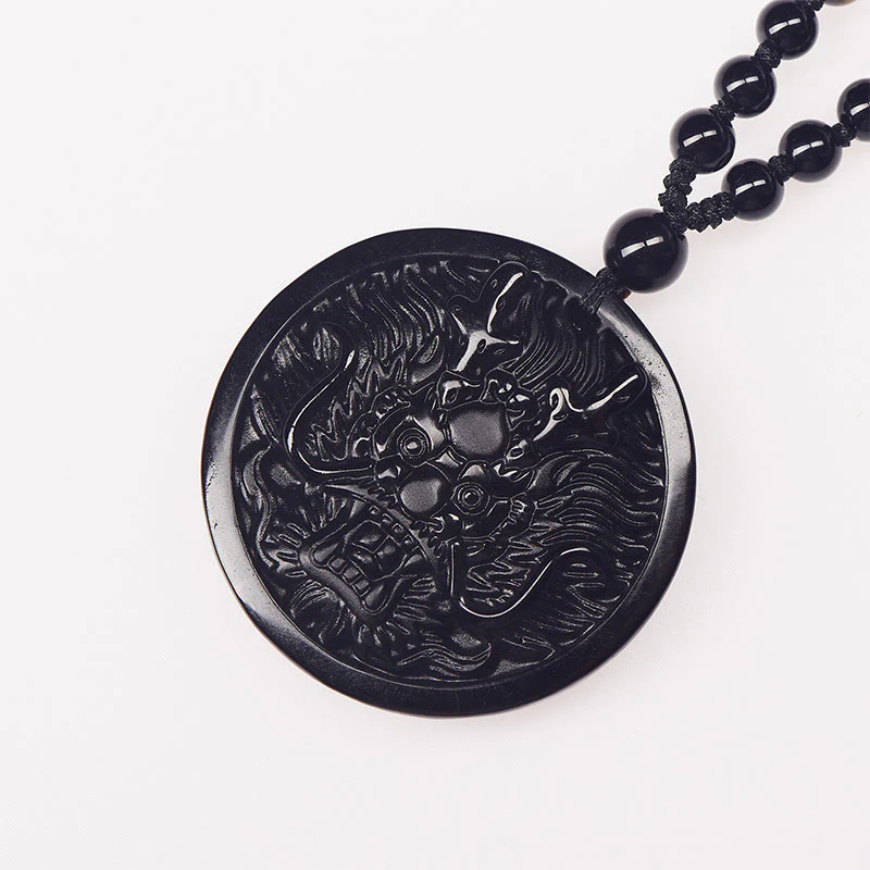 Collana con ciondolo di trasformazione e realizzazione Buddha Stones Dragon Black Obsidian - Image 5
