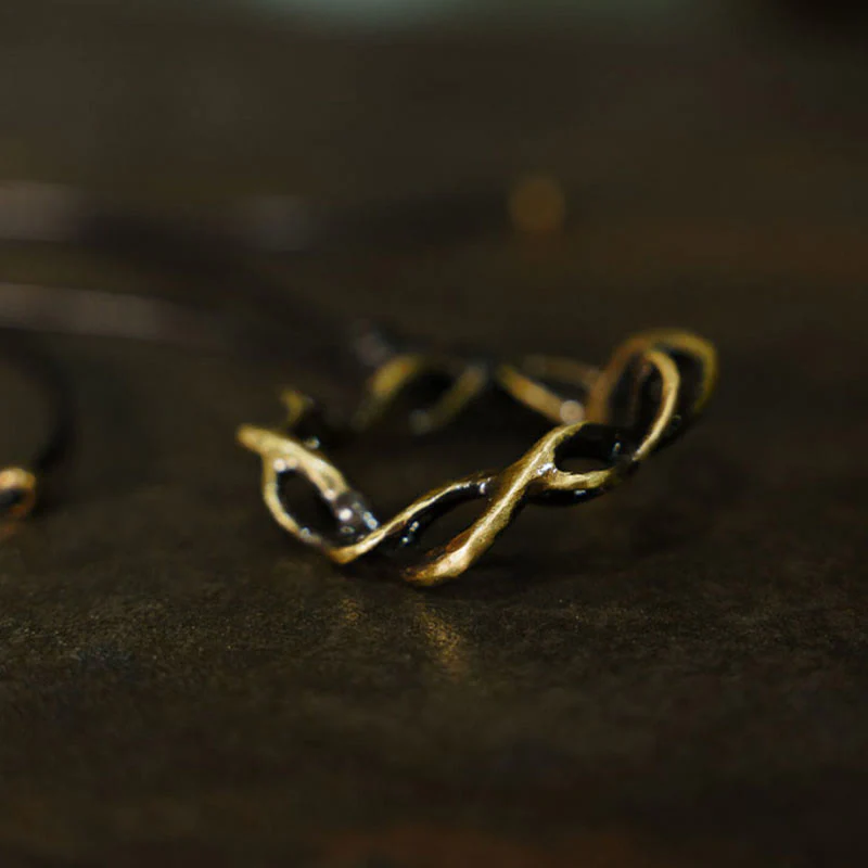 Collana con ciondolo fatto a mano in ottone e rame vintage con pietre Buddha Stones portafortuna - Image 3