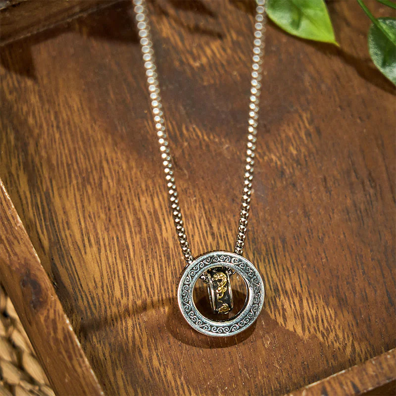 Collana con ciondolo girevole con fibbia della pace PiXiu, anello doppio Buddha Stones - Image 4