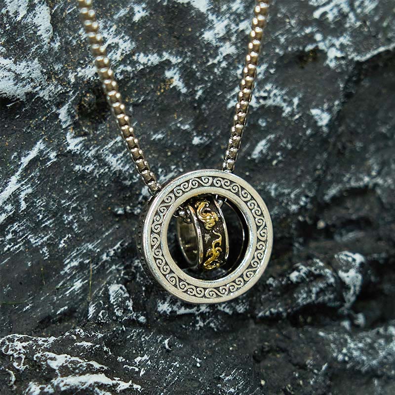 Collana con ciondolo girevole con fibbia della pace PiXiu, anello doppio Buddha Stones - Image 6