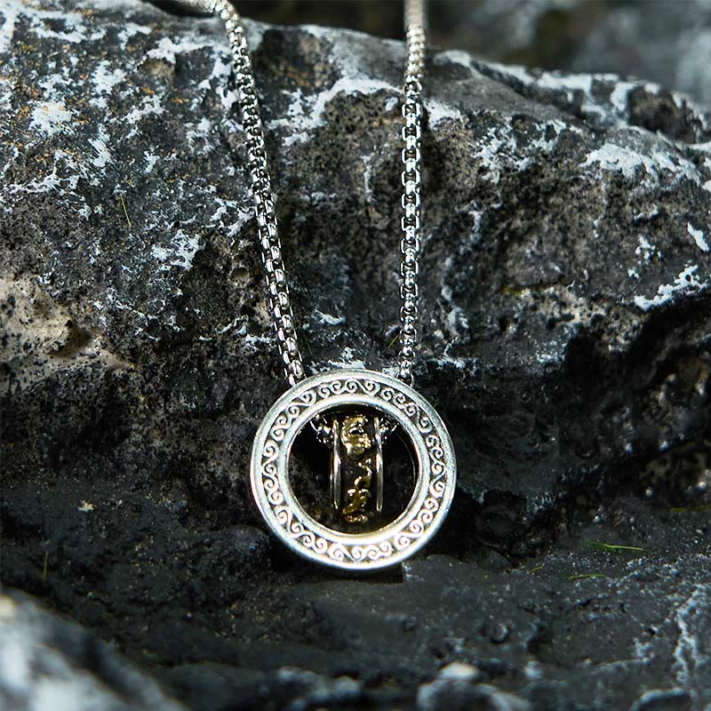 Collana con ciondolo girevole con fibbia della pace PiXiu, anello doppio Buddha Stones - Image 9