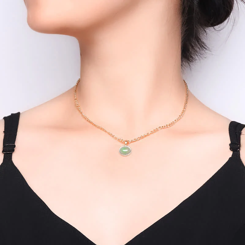 Collana con ciondolo in acciaio al titanio con resistenza turchese ovale - Image 3