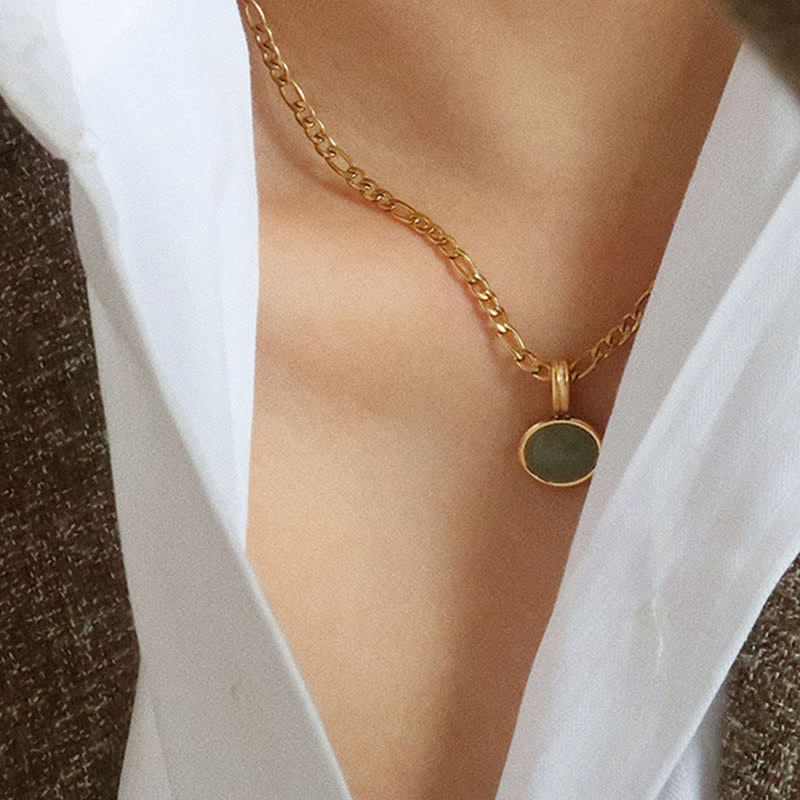 Collana con ciondolo in acciaio al titanio con resistenza turchese ovale - Image 5