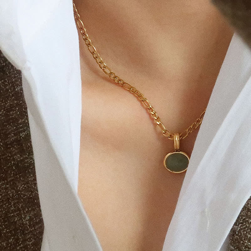 Collana con ciondolo in acciaio al titanio con resistenza turchese ovale - Image 6