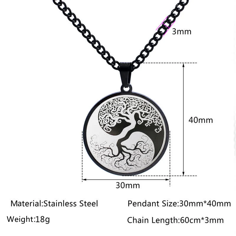 Collana con ciondolo in acciaio al titanio e Buddha Stones, l'albero della vita - Image 10