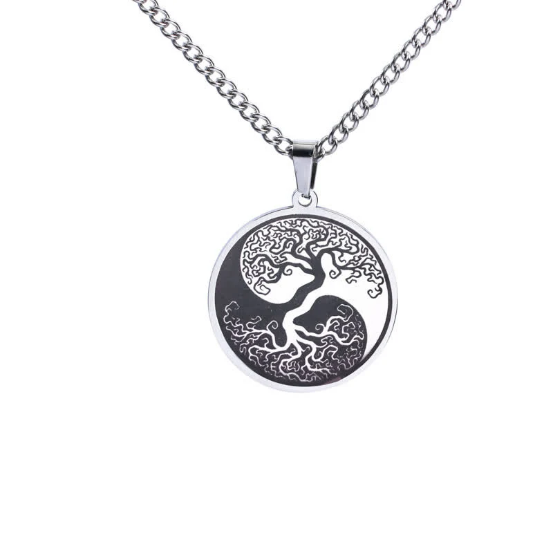 Collana con ciondolo in acciaio al titanio e Buddha Stones, l'albero della vita - Image 5