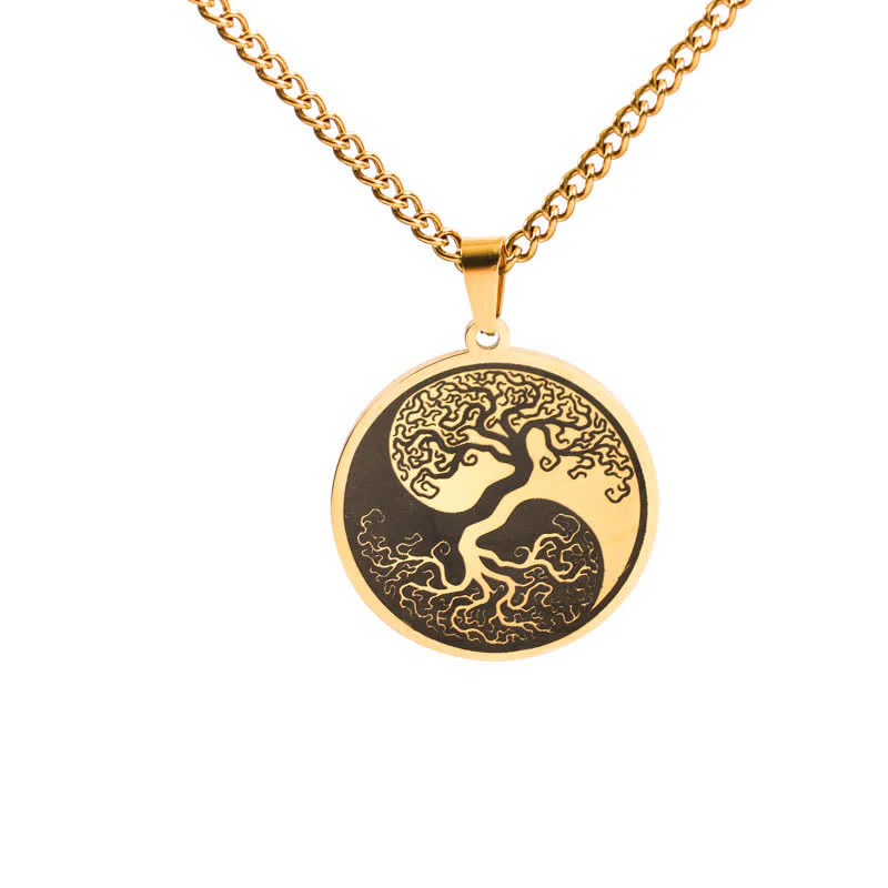 Collana con ciondolo in acciaio al titanio e Buddha Stones, l'albero della vita - Image 7