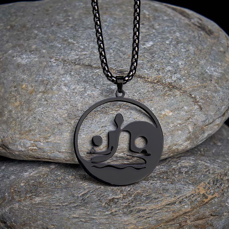 Collana con ciondolo in acciaio inossidabile con figura Buddha Stones di Buddha, design cavo - Image 2