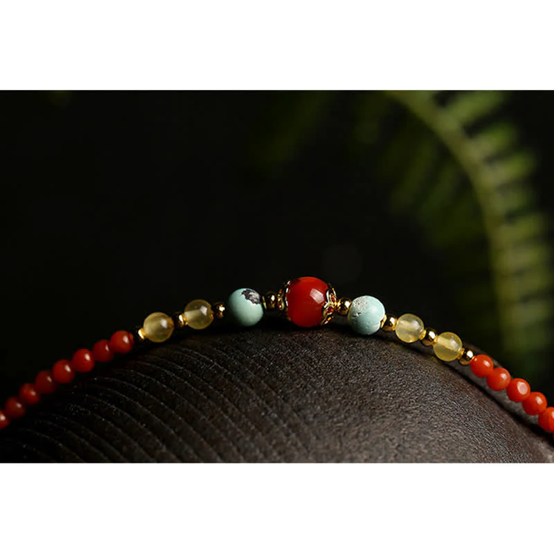 Collana con ciondolo in argento sterling 925 con agata rossa naturale, ambra e peonia, simbolo di fiducia - Image 6