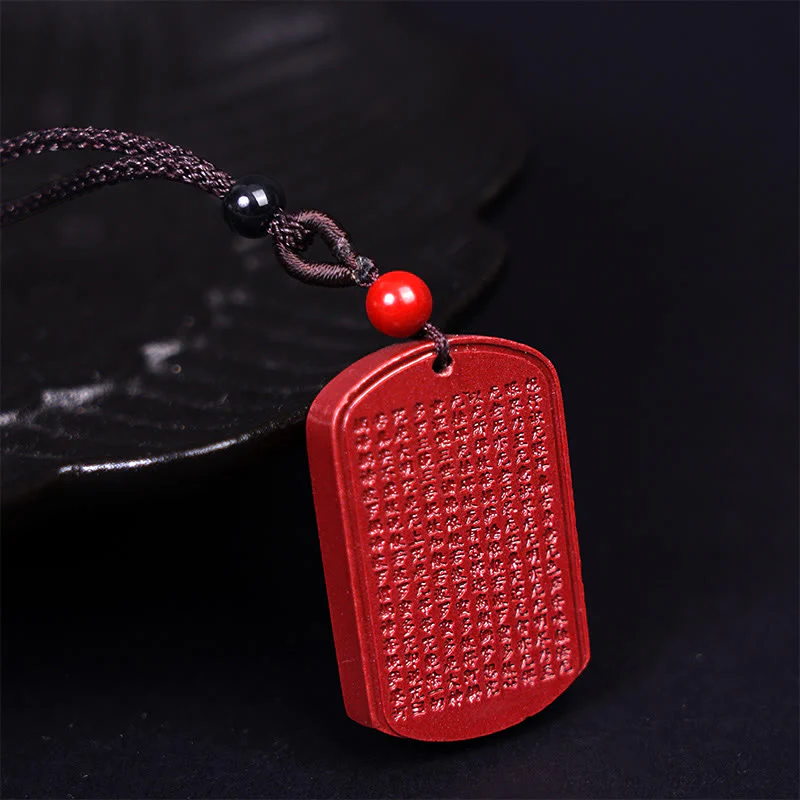Collana con ciondolo in corda con benedizione incisa , Buddha Stones, cinabro, loto, cuore, Sutra - Image 7
