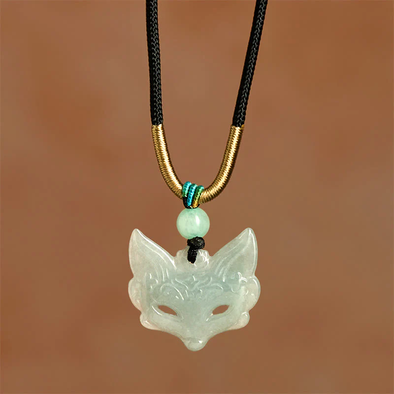 Collana con ciondolo in corda con maschera di volpe, Buddha Stones, prosperità e fortuna - Image 5